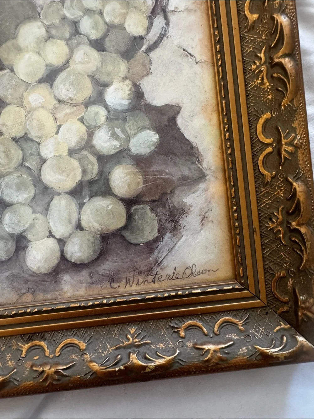 Framed Vineyard Wall Art in Beige and Green by C. Winterle Olson